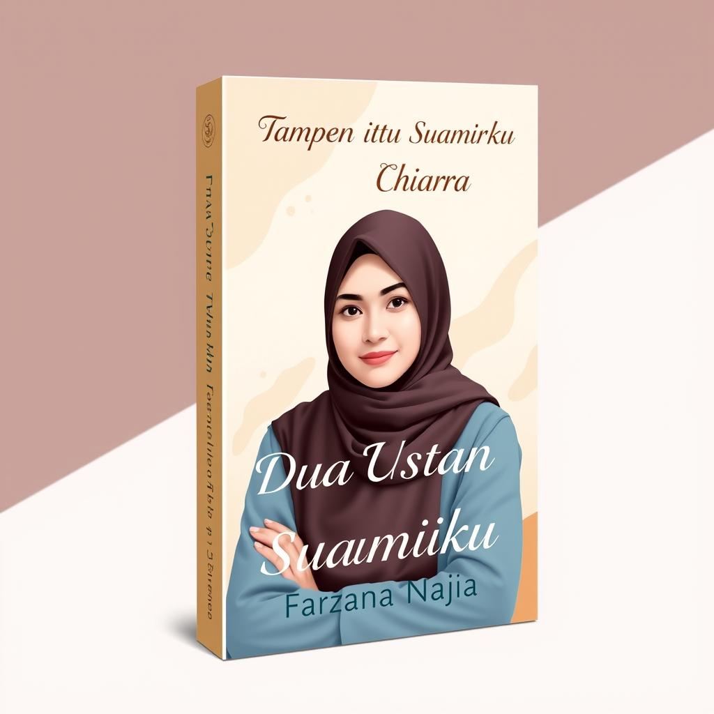 A book cover design with dimensions 144px by 256px featuring two men and one woman, where the woman is wearing a hijab and niqab