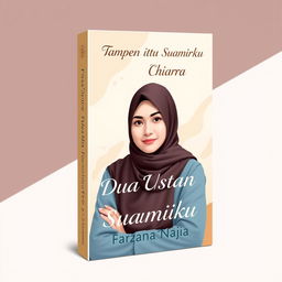 A book cover design with dimensions 144px by 256px featuring two men and one woman, where the woman is wearing a hijab and niqab