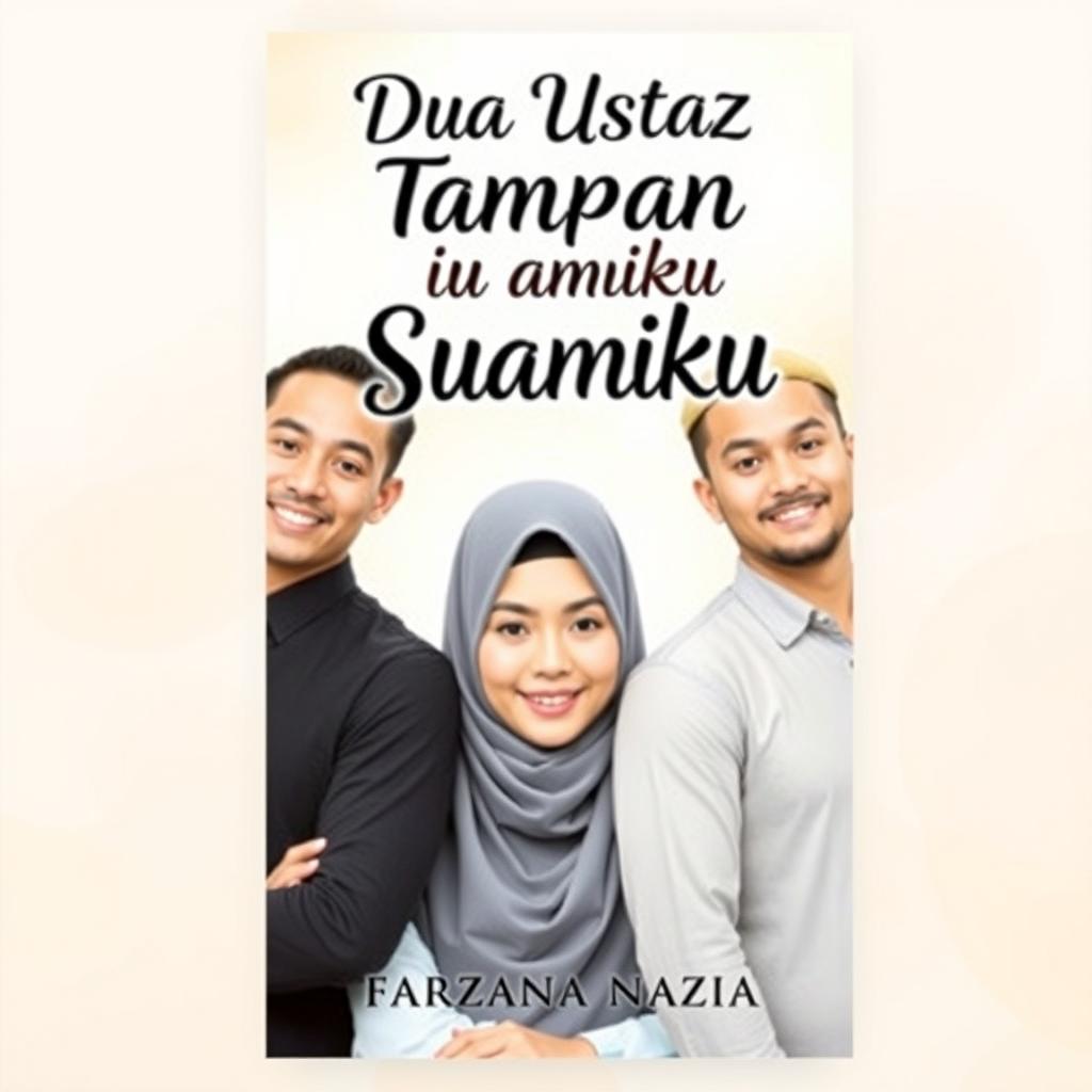 A book cover design featuring two attractive men and one woman wearing a hijab and niqab