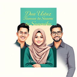 A book cover design featuring two attractive men and one woman wearing a hijab and niqab