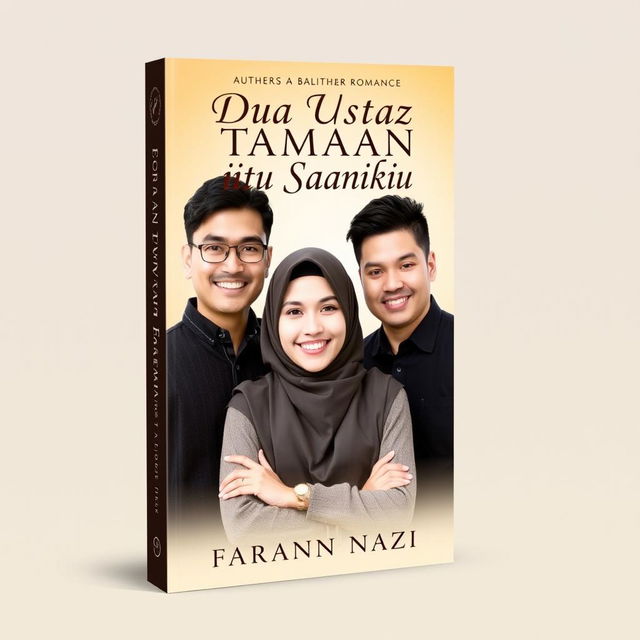 A book cover design featuring two attractive men and one woman wearing a hijab and niqab