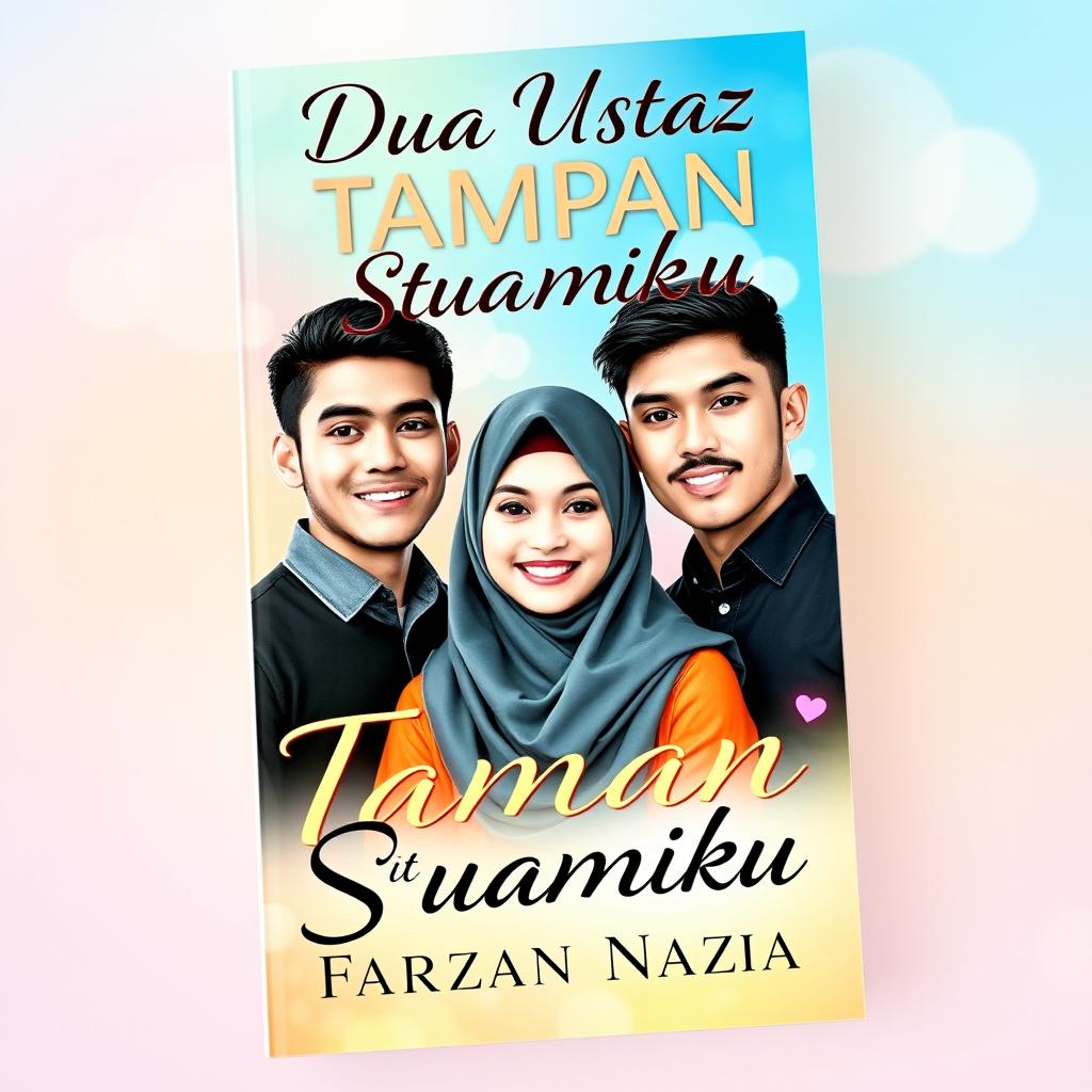 A book cover design featuring two handsome men and one woman dressed in a hijab and niqab