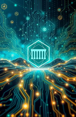 An abstract representation of 'Logika Informatika' showcasing a futuristic digital landscape with intricate circuit patterns, flowing data streams, and symbols representing computer algorithms and binary code