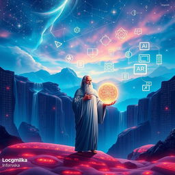 An artistic representation of 'Logika Informatika', blending elements of technology and logical reasoning