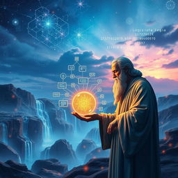 An artistic representation of 'Logika Informatika', blending elements of technology and logical reasoning