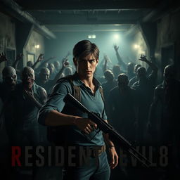 A suspenseful scene from 'Resident Evil 8: Reboot' teaser trailer, showcasing a dark and foreboding environment filled with terrifying, bloodthirsty zombies