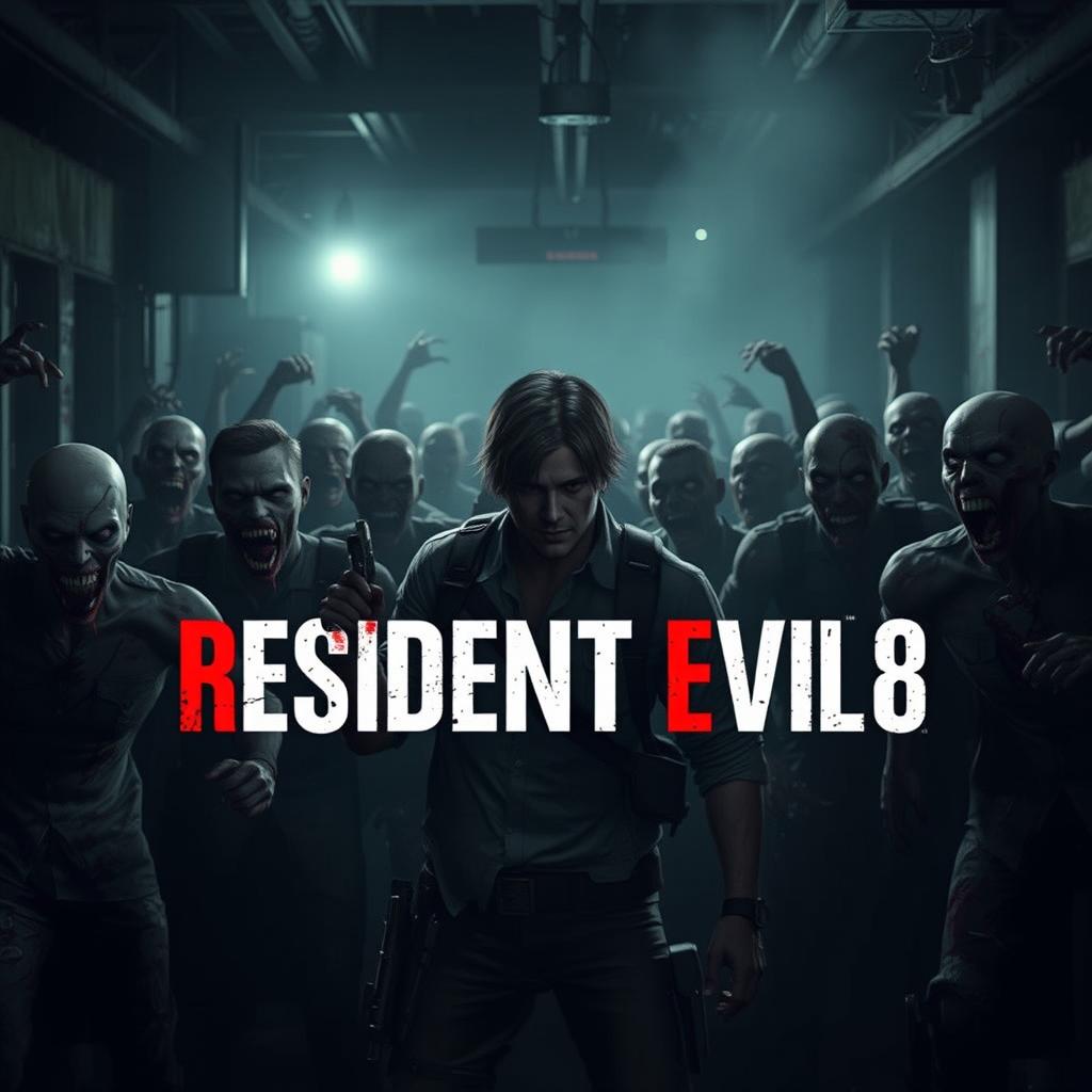 A suspenseful scene from 'Resident Evil 8: Reboot' teaser trailer, showcasing a dark and foreboding environment filled with terrifying, bloodthirsty zombies