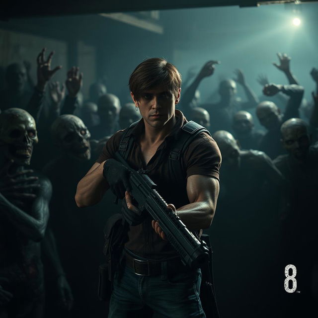 A suspenseful scene from 'Resident Evil 8: Reboot' teaser trailer, showcasing a dark and foreboding environment filled with terrifying, bloodthirsty zombies