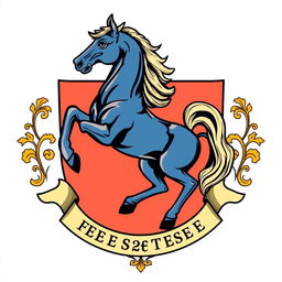 A medieval emblem showcasing a powerful horse standing on its hind legs, exuding strength and nobility