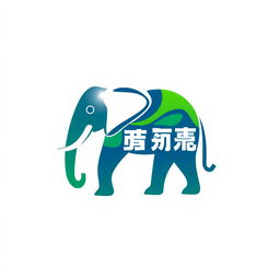 A creative logo design for '万象文旅广告中心' featuring an abstract elephant integrated with stylized letters