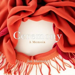 A beautiful and inviting book cover design for "Ceremony: A Memoir" by Jen Hatmaker, featuring a full circular arrangement of a woven scarf with delicate fringes that enhances its rich texture