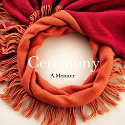 A beautiful and inviting book cover design for "Ceremony: A Memoir" by Jen Hatmaker, featuring a full circular arrangement of a woven scarf with delicate fringes that enhances its rich texture