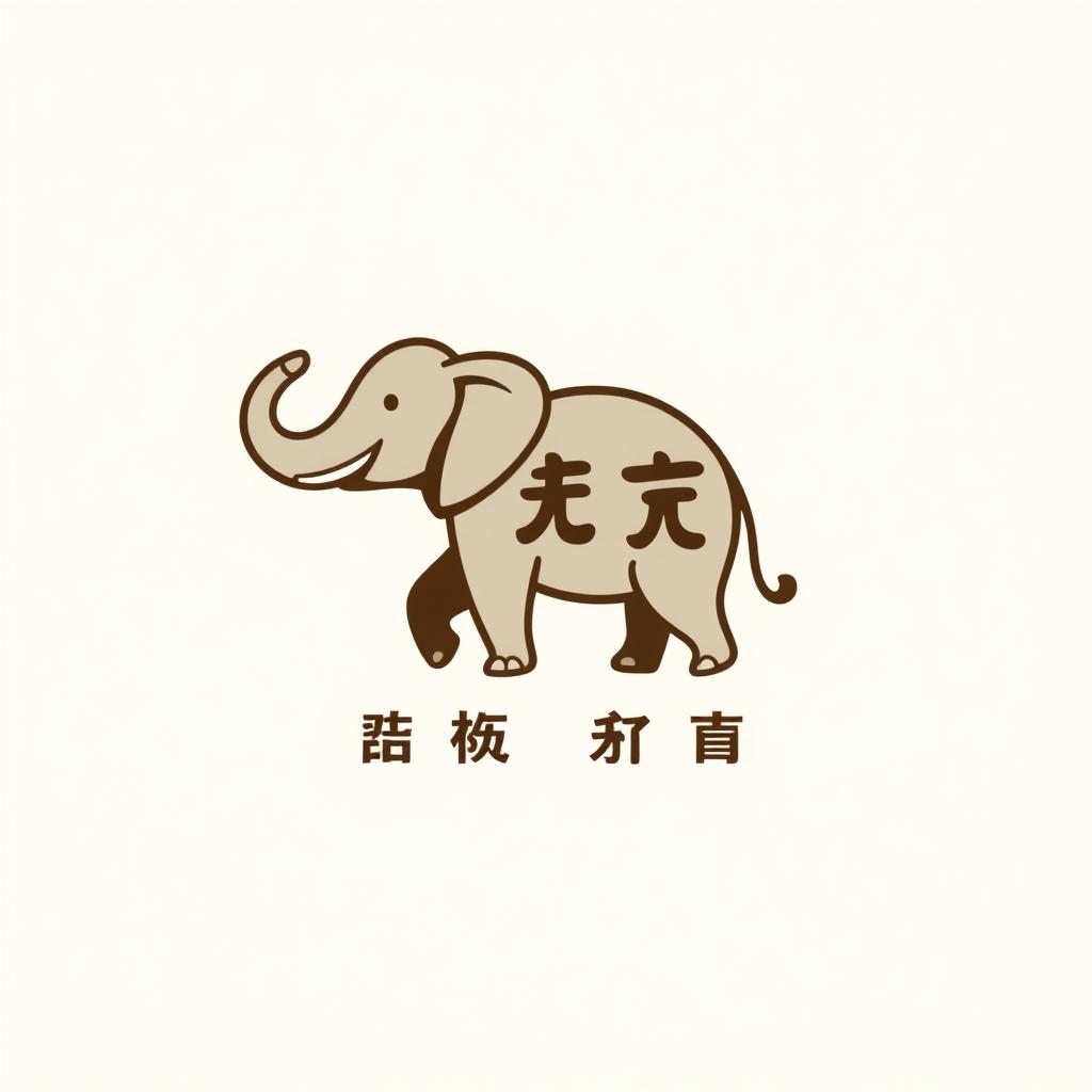 A creative logo design for '万象文旅广告中心' that creatively integrates an elephant and the characters '万象'