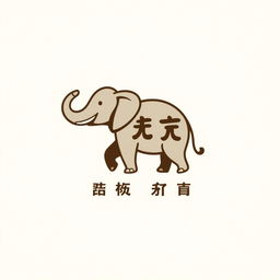 A creative logo design for '万象文旅广告中心' that creatively integrates an elephant and the characters '万象'