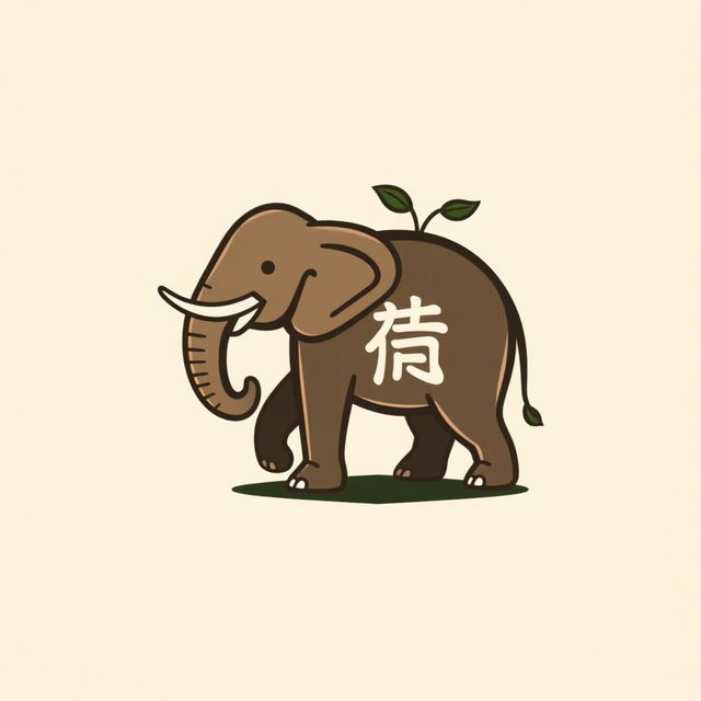 A creative logo design for '万象文旅广告中心' that creatively integrates an elephant and the characters '万象'