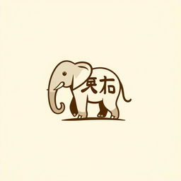 A creative logo design for '万象文旅广告中心' that creatively integrates an elephant and the characters '万象'