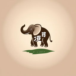 A creative logo design for '万象文旅广告中心' that creatively integrates an elephant and the characters '万象'