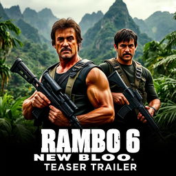 A gripping scene from the 'Rambo 6: New Blood' teaser trailer, featuring Sylvester Stallone as John Rambo, showcasing his rugged demeanor and battle-hardened expression