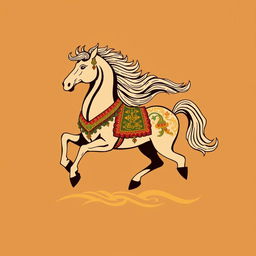 A Mongolian medieval emblem featuring a majestic horse, symbolizing strength and nobility