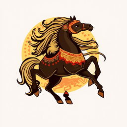 A Mongolian medieval emblem featuring a majestic horse, symbolizing strength and nobility