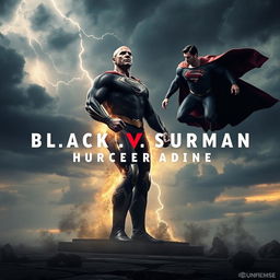 A thrilling and eerie scene from the 'Black Adam V Superman: Dawn of Justice 2' teaser trailer, featuring Dwayne Johnson as Black Adam and Henry Cavill as Superman