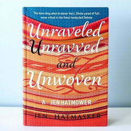 A beautifully designed book cover for "Unraveled and Unwoven: A Memoir" by Jen Hatmaker, showcasing a stunning woven rebozo as the central element