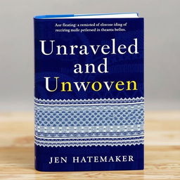 A visually stunning book cover for "Unraveled and Unwoven: A Memoir" by Jen Hatmaker, prominently featuring an indigo rebozo as the central motif