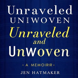 A visually stunning book cover for "Unraveled and Unwoven: A Memoir" by Jen Hatmaker, prominently featuring an indigo rebozo as the central motif
