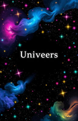 A vibrant and colorful book cover design featuring a mesmerizing expanse of multicolored stars set against a deep black background, simulating the vastness of the universe