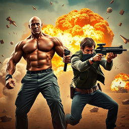 An exhilarating scene from 'The Expendables 5' first trailer (2024) featuring an ensemble cast including Dwayne Johnson, Sylvester Stallone, and Keanu Reeves