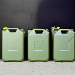 3 10-liter jerry cans in garage