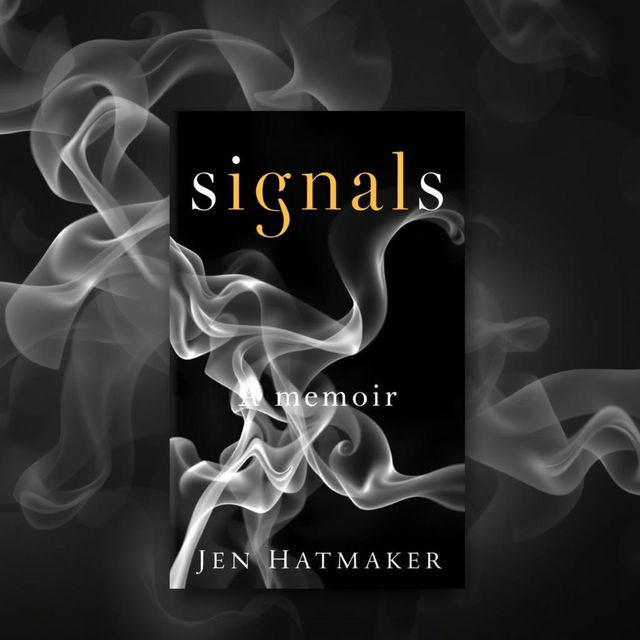 A striking book cover for "Signals: A Memoir" by Jen Hatmaker, featuring a dramatic interplay of smoke as a central design element