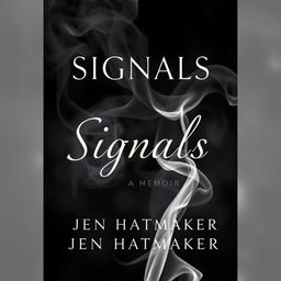 A visually striking book cover for "Signals: A Memoir" by Jen Hatmaker, prominently featuring an artistic representation of smoke