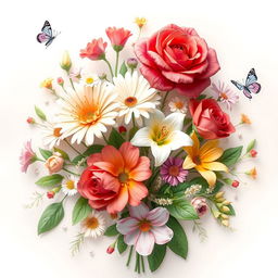 An artistic representation of various flowers symbolizing beauty, love, and nature