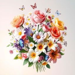 An artistic representation of various flowers symbolizing beauty, love, and nature