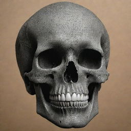 A striking stippled art piece featuring a skull