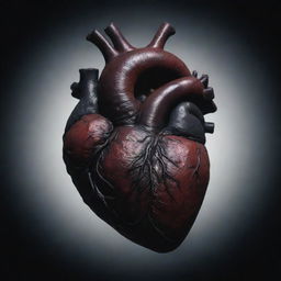 An illustrative rendition of a human heart with dark, ominous, and eerie features, reminiscent of a cursed artifact.