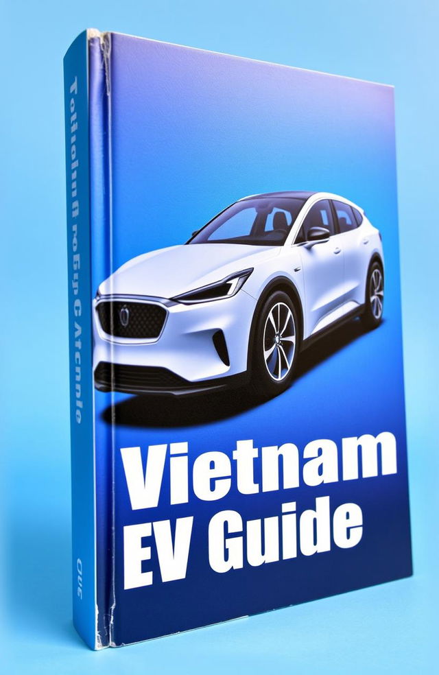 A book standing upright, featuring a sleek electric car on the cover