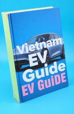 A book standing upright, featuring a sleek electric car on the cover