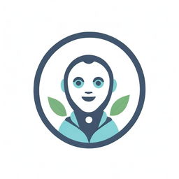 Generate a logo incorporating elements of programming, nature, and robots, blending technology and organic components.