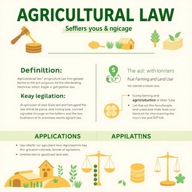 An informative and visually engaging infographic on Agricultural Law Basics and Applications