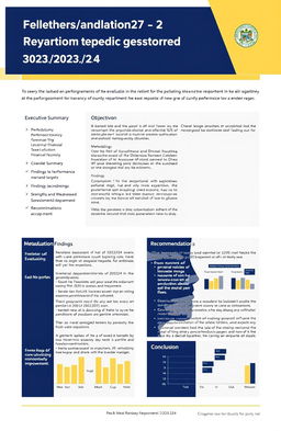 A detailed and professional report layout for the evaluation of the performance of county departments for the financial year 2023/24