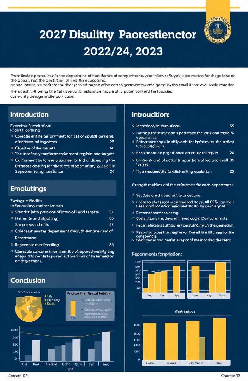 A detailed and professional report layout for the evaluation of the performance of county departments for the financial year 2023/24