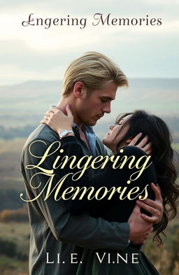 A romantic scene featuring a handsome blonde man holding a sad black-haired woman in an intimate embrace