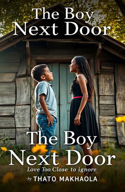A romantic scene featuring a boy and a girl standing in front of an old, rustic shack house