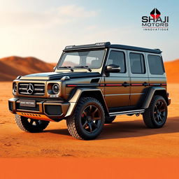 A unique automotive design featuring a fusion of a Mercedes G-Class G Wagon and a Mitsubishi Pajero