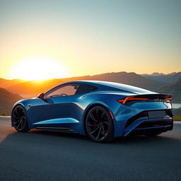 A stunning hybrid car that combines the sleek, futuristic design of a Tesla with the aggressive, sporty aesthetics of a Lamborghini