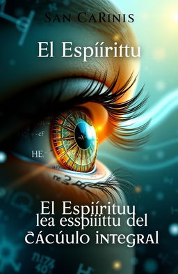 Book cover for 'El Espíritu del Cálculo Integral', featuring a close-up of a mystical eye where the iris is composed of integral formulas and geometric patterns
