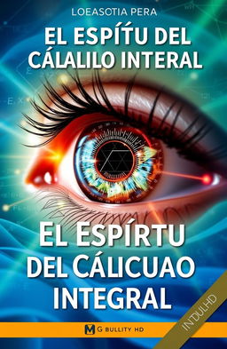 Book cover for 'El Espíritu del Cálculo Integral', featuring a close-up of a mystical eye where the iris is composed of integral formulas and geometric patterns