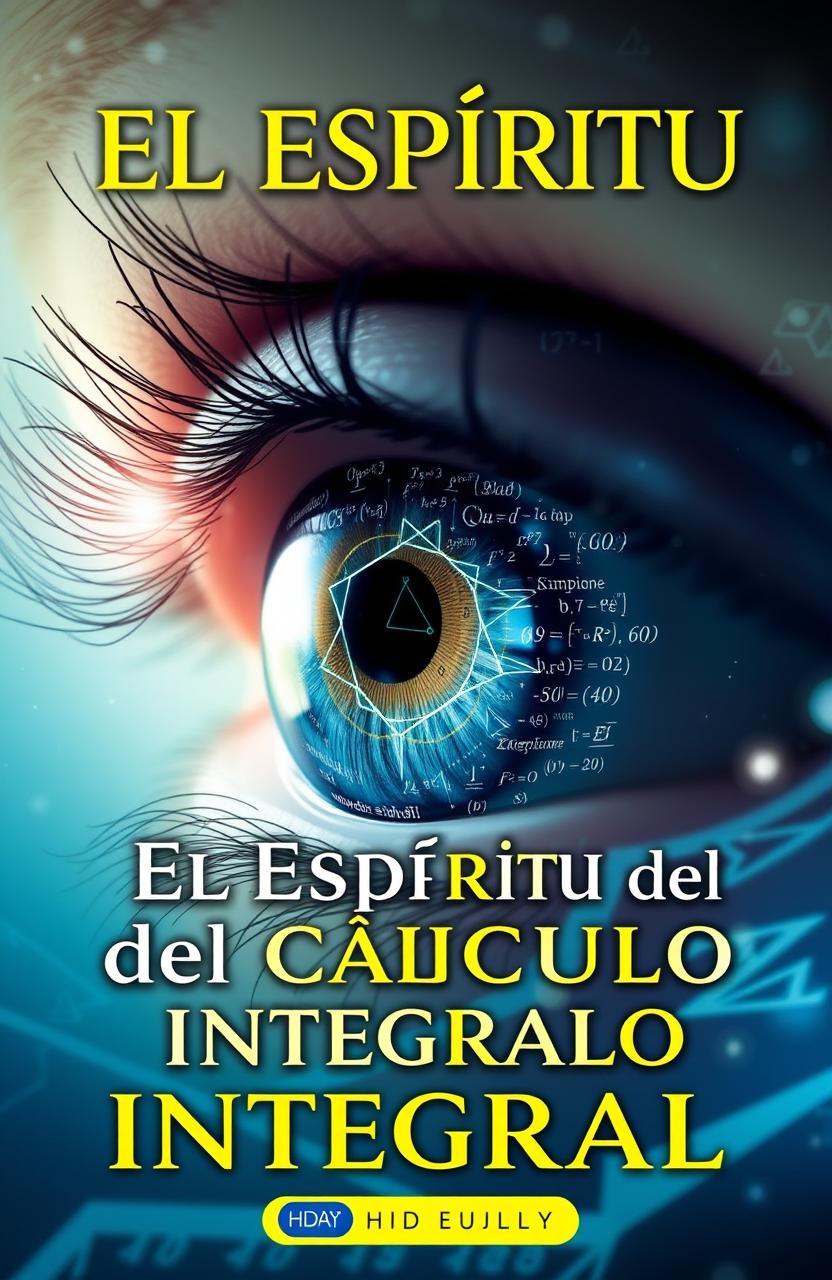 Book cover for 'El Espíritu del Cálculo Integral', featuring a close-up of a mystical eye where the iris is composed of integral formulas and geometric patterns